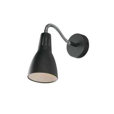 Applique in metallo nero con diffusore orientabile, lampadina E14, 8.5x33.5cm