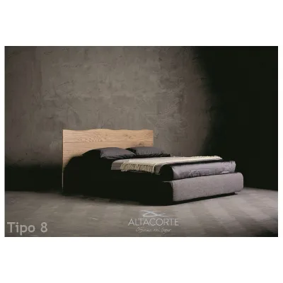 Altacorte Letto matrimoniale imbottito con testiera e contenitore Wood Tipo 8 da 160 cm