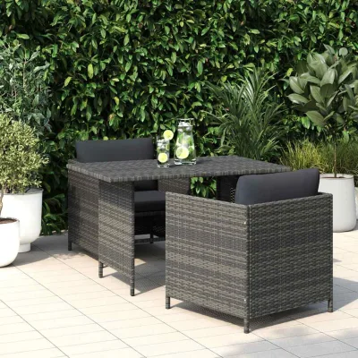 Intreccio Basso — Tavolo da pranzo da giardino grigio 110x70x65 cm in polyrattan