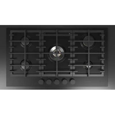 Fulgor Piano cottura a gas FUH 9041 G DWK MBK finitura acciaio nero opaco da 90 cm