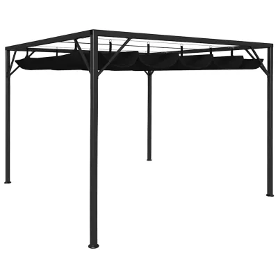 Retrata — Gazebo con tetto a scomparsa, antracite, 3x3 m