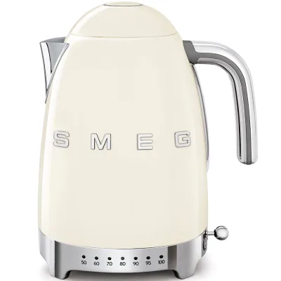 PRONTA CONSEGNA - Smeg Bollitore elettronico a temperatura variabile KLF04CREU finitura panna con logo Smeg 3D