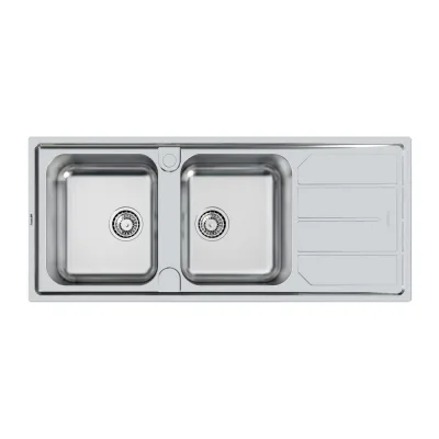 Foster Lavello due vasche con gocciolatoio a destra 5812 062 finitura acciaio inox da 116x50 cm - IN PROMOZIONE FINO AL 30/06