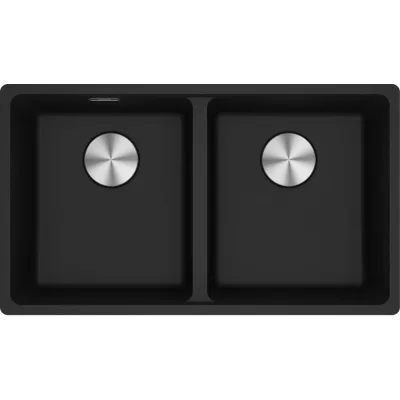 Franke: Lavello due vasche Vasche Sottotop Maris MRG 120-35-35 125.0686.732 finitura fragranite nero da 75.3x43.3 cm