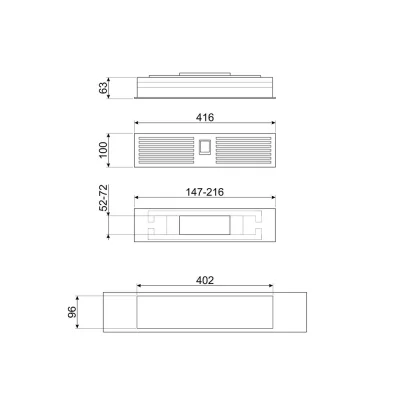 Smeg Griglia per filtro metallica GRIDKDH12 da 12x40 cm