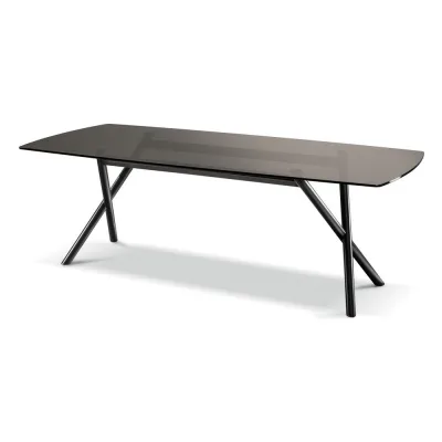 Cantori Tavolo allungabile Luis con struttura in metallo e piano in vetro da 202(302)x100 cm