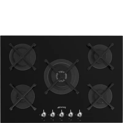 Smeg S Piano cottura a gas PV375N in vetro nero da 72 cm