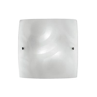 Plafoniera in vetro curvato bianco, con decoro graniglia, 4 luci E27, 50x50cm