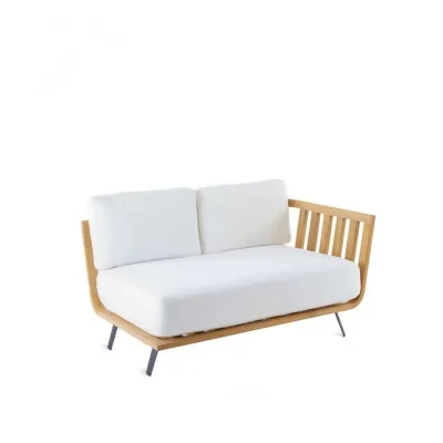 Unopiù Modulo angolo sinistro WELCOME in teak da 138 cm - Con cuscino di seduta e schienale