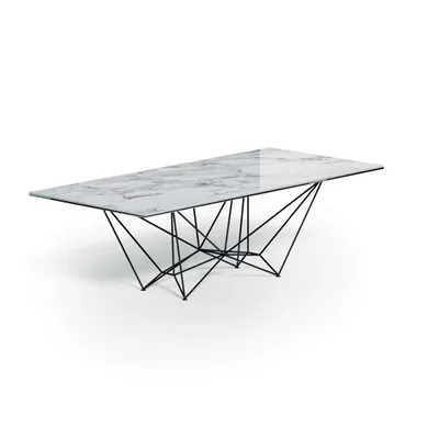 Ozzio Tavolo fisso Fil8 art. T237 con struttura in metallo e piano in marmo da 180x90 cm