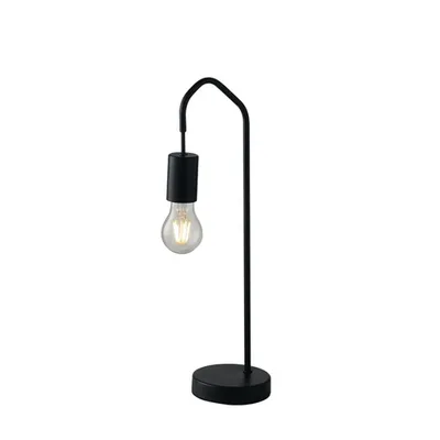 Lampada da tavolo moderna in metallo nero, lampadina E27, 17x48cm