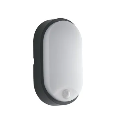 Plafoniera per esterni antracite in policarbonato, sensore di movimento, LED 14W, CCT, 11.9x21.2cm
