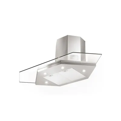 PRONTA CONSEGNA - Faber Cappa ad angolo a parete PREMIO ANGOLO/SP EV8 LED X/V A90 325.0537.824 finitura acciaio inox e vetro da 90x90 cm