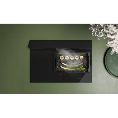 Falmec Piano cottura a induzione con cappa integrata Brera 75 in vetroceramica nero lucido da 75 cm - 800 m3/h