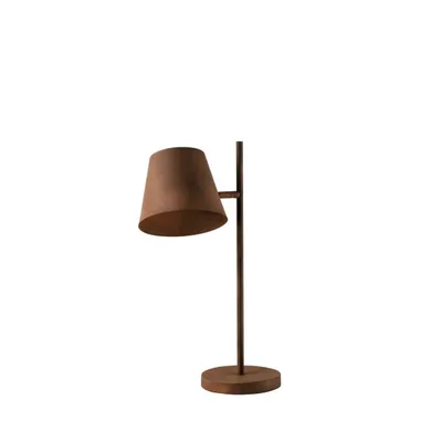 Lampada da tavolo moderna in metallo grezzo ruggine, 1 luce E27, 33.5x55cm