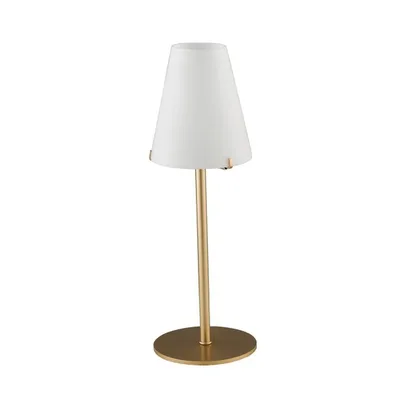 Lampada da tavolo classica in metallo oro e vetro bianco, 1 diffusore, 12x35cm