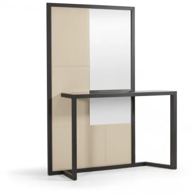 Cantori Consolle Juliet con struttura in legno e piano in ferro da 148x35 cm - Con boiserie e specchio