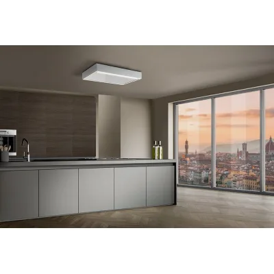 Airone Cappa a soffitto Tintoretto finitura bianco opaco e vetro bianco da 90 cm