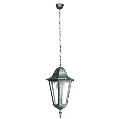 Lampada a sospensione per esterni grigia in alluminio e vetro, 1 luce E27, 21x136cm