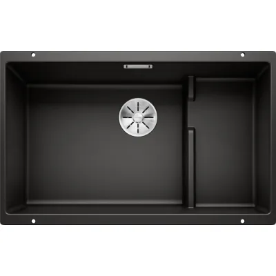 Blanco | Lavello una vasca con gocciolatoio dx integrato SUBLINE 700-U Level 1526004 finitura nero da 73x46 cm - Sottotop