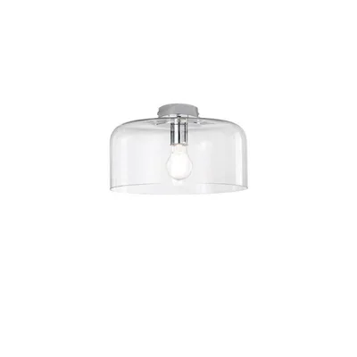 Plafoniera elegante in vetro trasparente, lampadina E27, 23x30cm