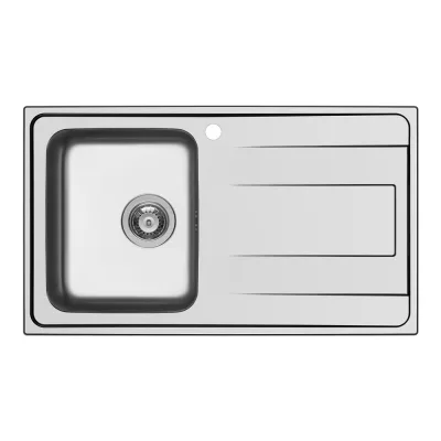Schock Lavello una vasca con gocciolatoio a destra WAVE D100 WAVD100SX finitura inox spazzolato da 86x50 cm