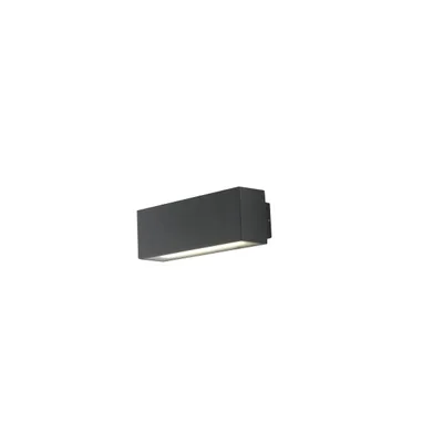 Applique da esterno nera moderna rettangolare in alluminio, 2 LED 6W, CCT, 18x6.5cm