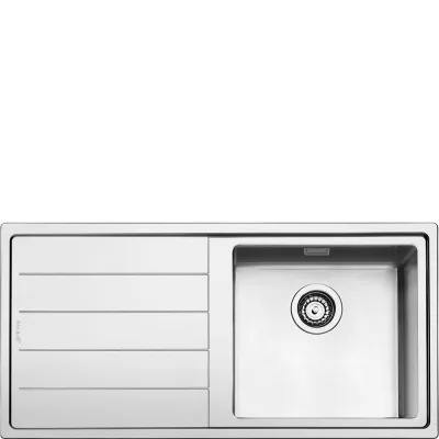 PRONTA CONSEGNA - Smeg S Lavello una vasca con gocciolatoio sx LFT100S finitura acciaio inox da 101x51 cm - Filotop/Flat