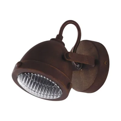 Applique stile industrial in metallo ruggine, punto luce orientabile, lampadina GU10, 11.6x14cm