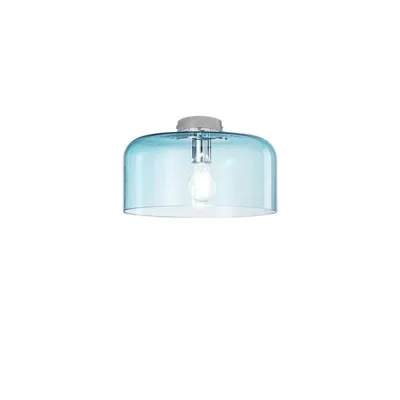 Plafoniera elegante in vetro blu turchese, lampadina E27, 23x30cm