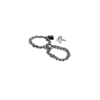 Manette BDSM catena acciaio inox regolabili polsi caviglie bondage fetish