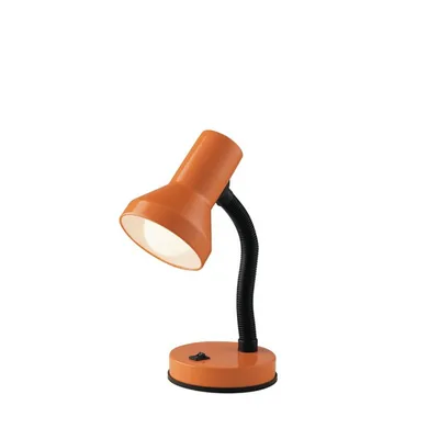 Lampada da tavolo arancione in metallo, braccio flessibile, 1 luce E27, 14.5x34.5cm