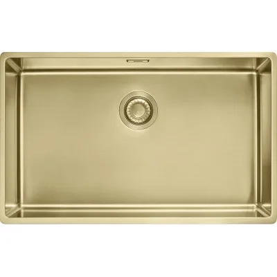 Franke: Lavello una vasca Mythos Masterpiece BXM 210/110-68 127.0674.533 finitura gold da 72.5x45 cm - Scarico manuale