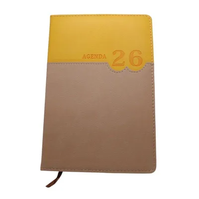 Agenda 2026 in Ecopelle Bicolore Giallo e Beige Formato A5