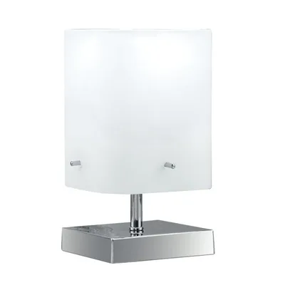 Lampada da tavolo Cromo/Bianco Opale 1Xe27 12X12X29Cm