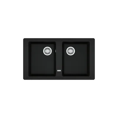 Franke: Lavello due vasche Boston BFG 620 114.0661.715 finitura fragranite black matt da 86x50 cm