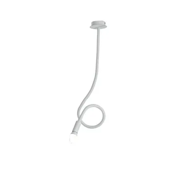 Plafoniera curvilinea in metallo e silicone bianco, lampadina E14, 10x100cm