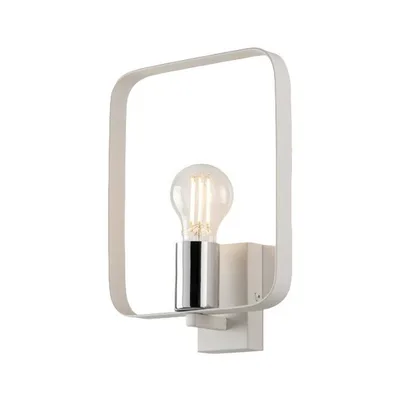 Applique contemporanea bianca e argento in metallo, lampadina E27, 19.5x27cm