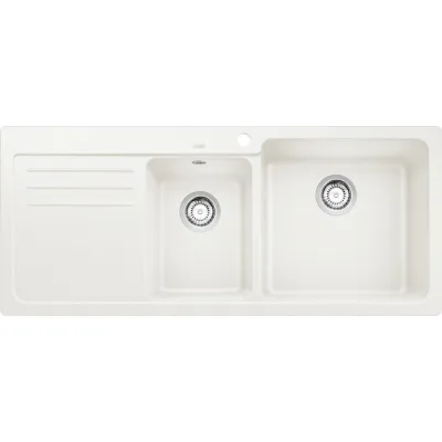 PRONTA CONSEGNA - Blanco | Lavello una vasca con gocciolatoio sx NAYA 8 S 1525783 finitura bianco da 116x50 cm - Sopratop