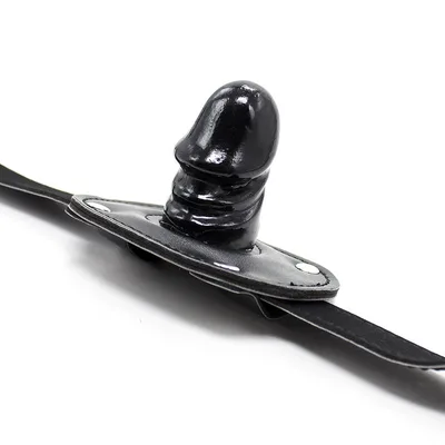 Gag BDSM OHMAMA con dildo compatto regolabile nero fetish mouth gag