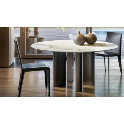 Bonaldo Tavolo rotondo fisso Geometric Table con struttura in metallo e piano a scelta da Ø160 cm