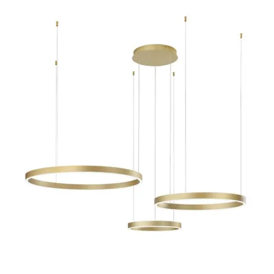 Triplo Lampadario a sospensione Oro in metallo, LED 120W, CCT, 150x120cm