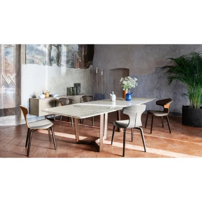 Poltrona Frau Tavolo Bolero Ravel con struttura in legno e piano in marmo da 292x122 cm