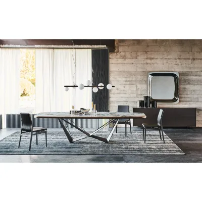 Cattelan Tavolo fisso Skorpio Keramik Premium con struttura in acciaio verniciato e piano in ceramica
