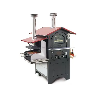 Fontana Forno da esterno a legna/carbone GUSTO/ROSSO COMBI in diverse dimensioni | Cottura Indiretta
