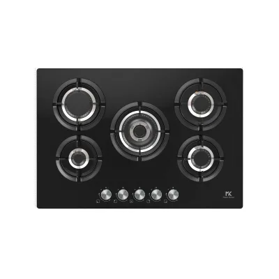 Master Kitchen Piano cottura a gas MKHG 7541 EDS-FTC BK finitura vetro nero da 75 cm