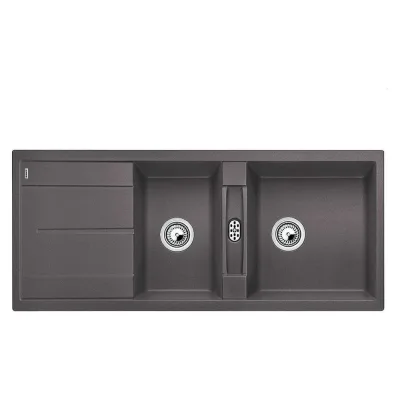 Blanco Lavello due vasche con gocciolatoio METRA 8 S 1518884 finitura grigio roccia da 116x50 cm - Sopratop