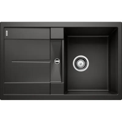 Blanco Lavello una vasca con gocciolatoio METRA 45 S 1525915 finitura nero da 78x50 cm - Sopratop