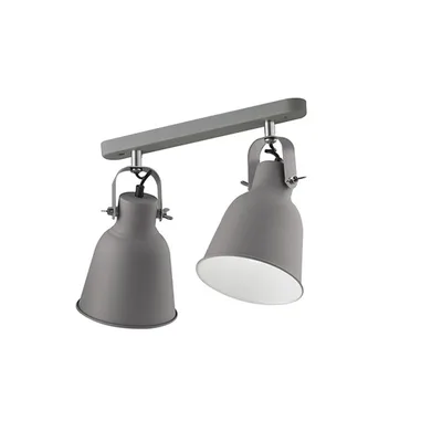 Applique in metallo grigio con diffusori orientabili, 2 luci E27, 36x17.5cm