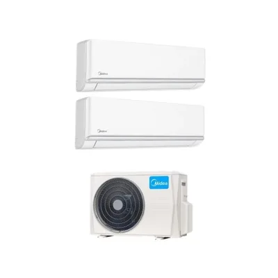 Climatizzatore Condizionatore Midea Dual Split Serie ELEGANCE Inverter da 9000+12000 Btu Con M2OE-18HFN8-Q R-32 Wi-Fi Incluso 9+12 A++/A+